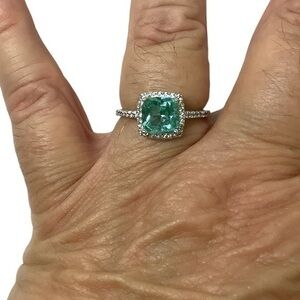 Sterling silver blue gemstone CZ ring Size 9